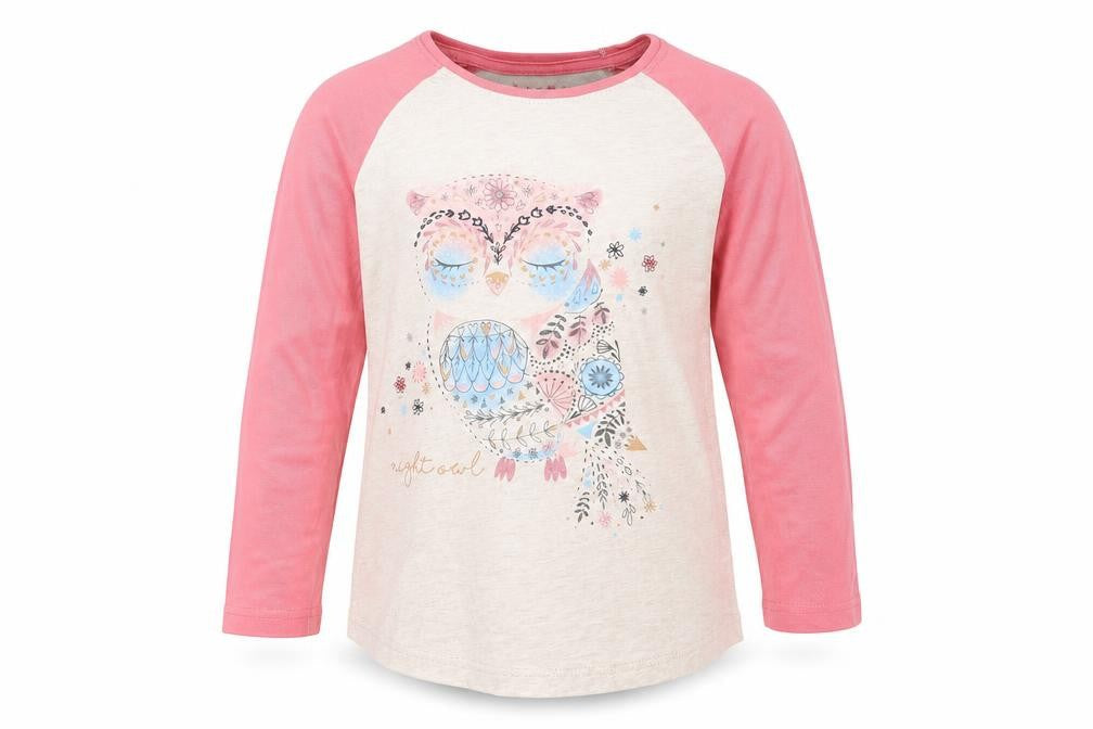 Nutmeg Girls Pink Animal Print  Basic T-Shirt One Size  - Owl