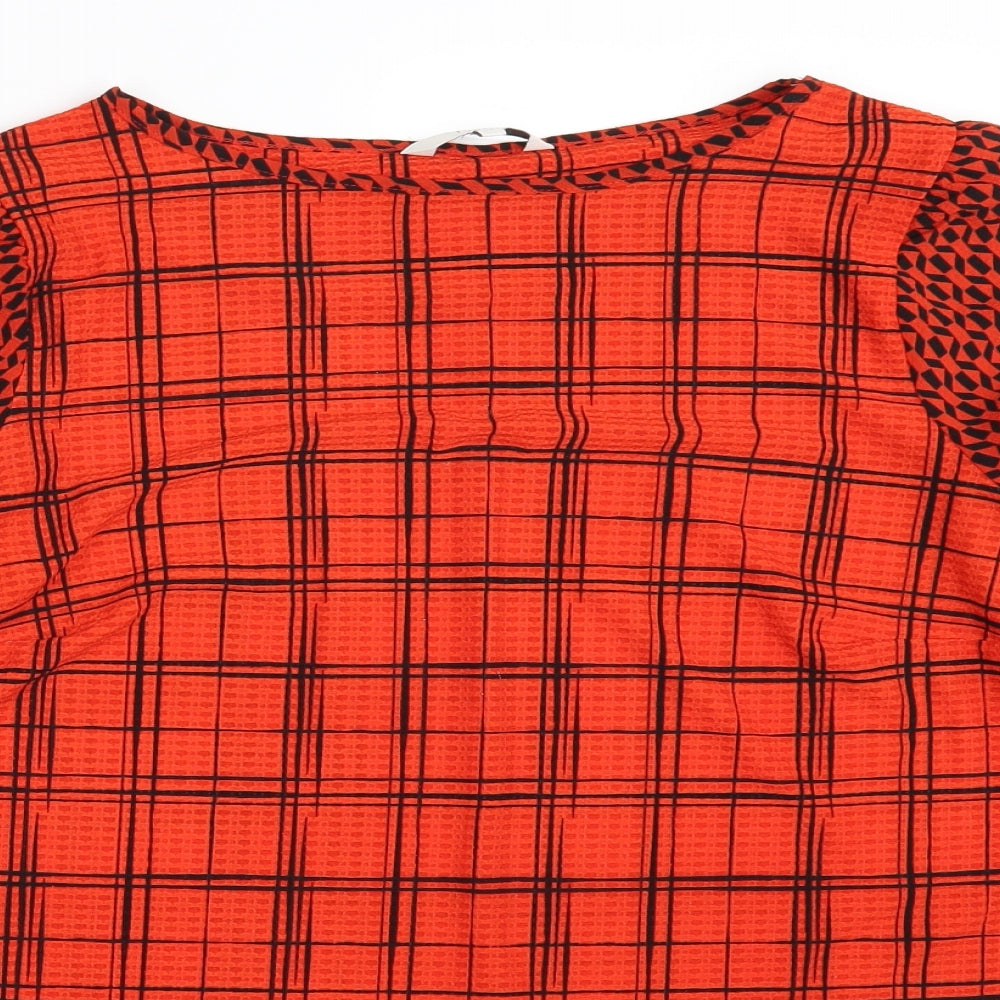 NEXT Womens Orange Geometric  Basic Blouse Size 14