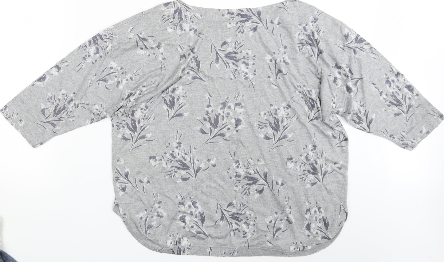 Monsson Womens Grey Floral  Pullover Jumper Size XL