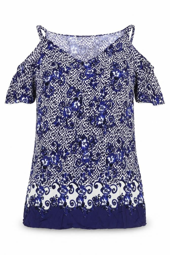 Papaya Womens Blue Floral  Basic Blouse Size 12