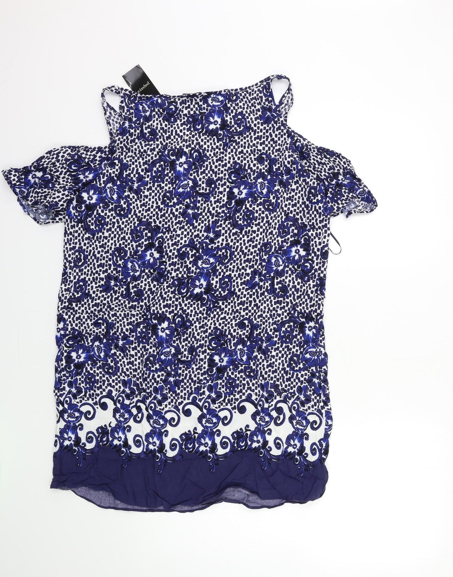 Papaya Womens Blue Floral  Basic Blouse Size 12