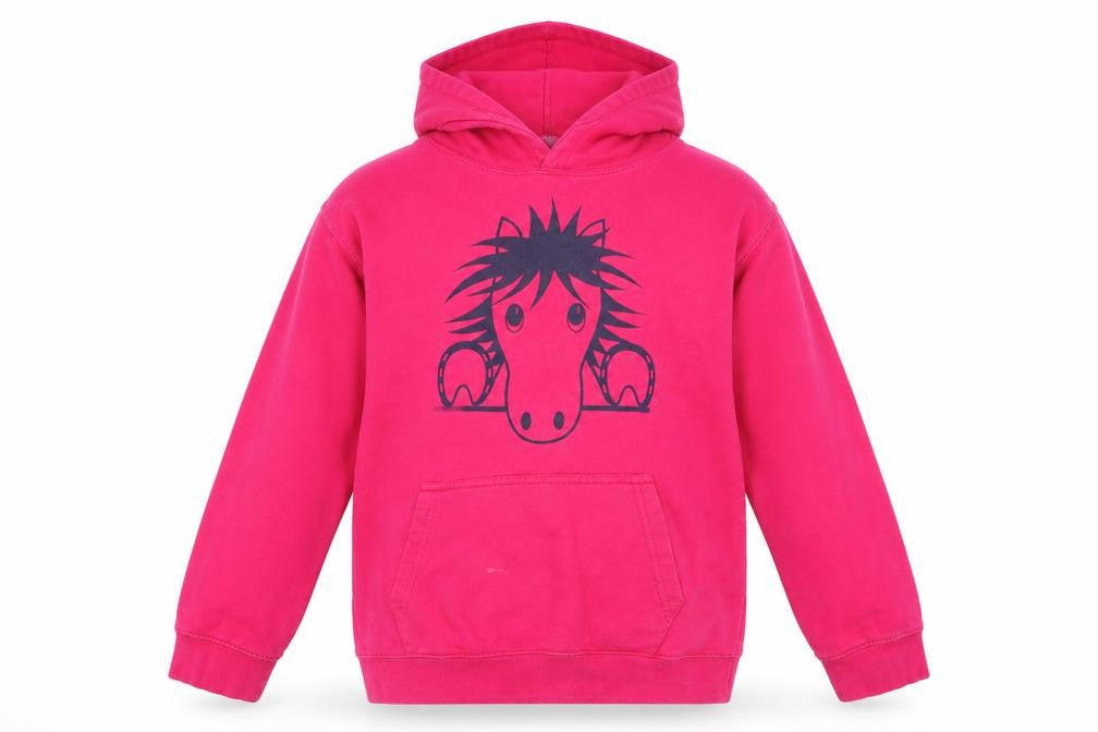 Front view of Awdis girls’ pink animal print jumper, size 12-13, years