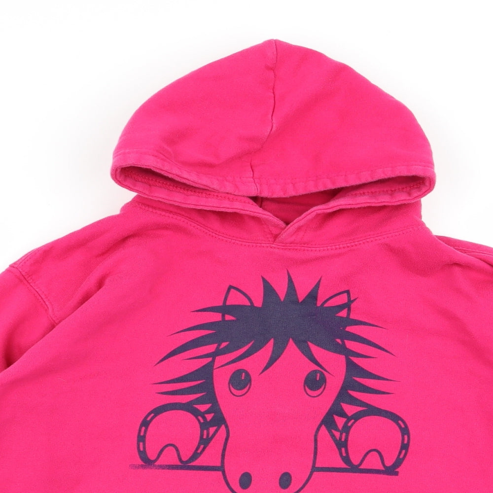 Close-up detail of Awdis girls’ pink animal print jumper, size 12-13, years
