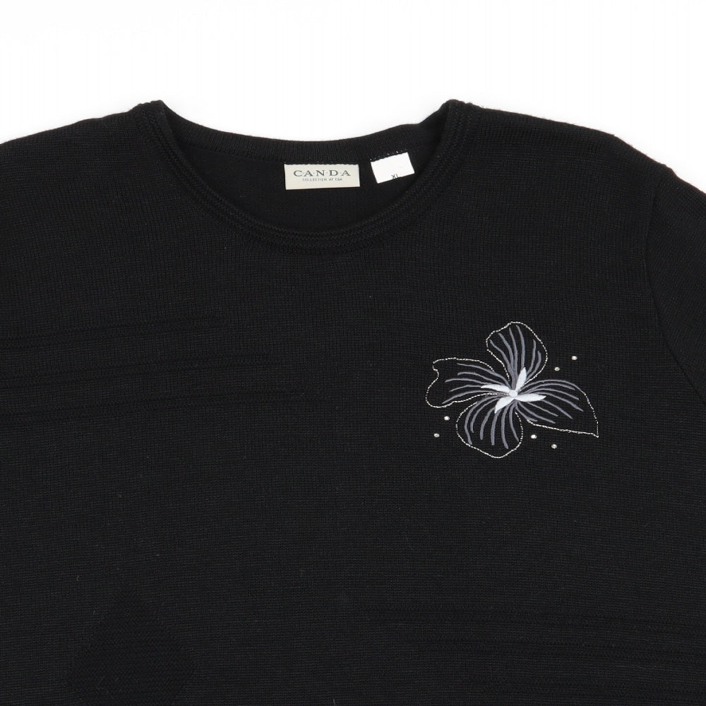canda Womens Black   Basic T-Shirt Size XL