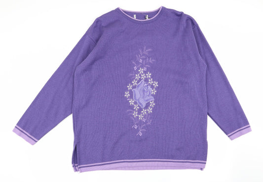 Preworn Womens Purple Floral  Pullover Jumper Size M