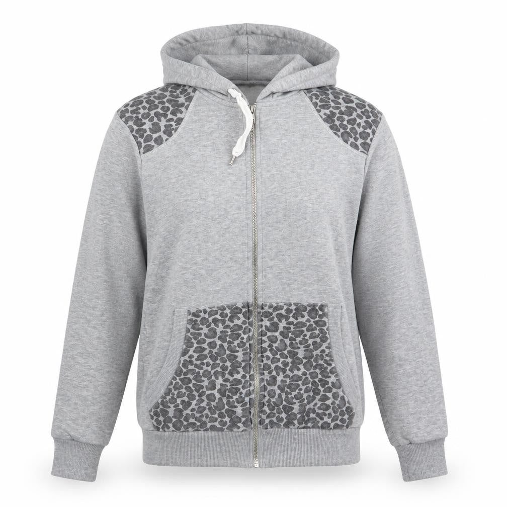 projekts Womens Grey Animal Print  Full Zip Jumper Size S