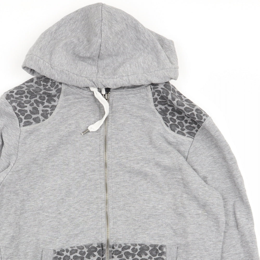 projekts Womens Grey Animal Print  Full Zip Jumper Size S