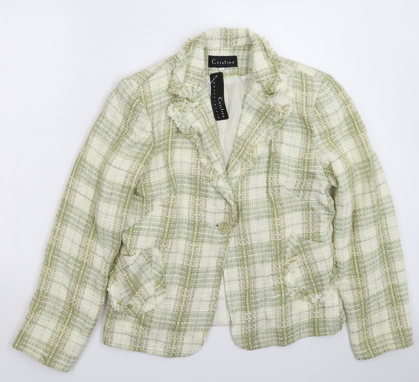 Cristina Womens Multicoloured Check  Jacket Blazer Size 16