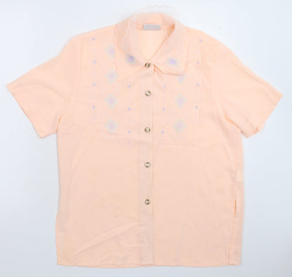 Rosy Womens Pink Geometric  Basic Button-Up Size 16