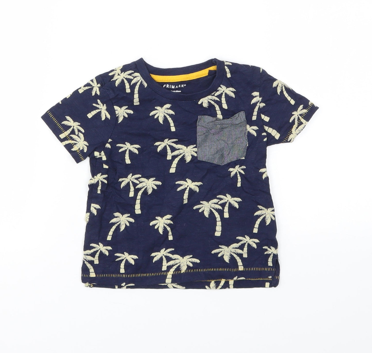 Primark Boys Blue Floral  Basic T-Shirt Size 9-12 Months