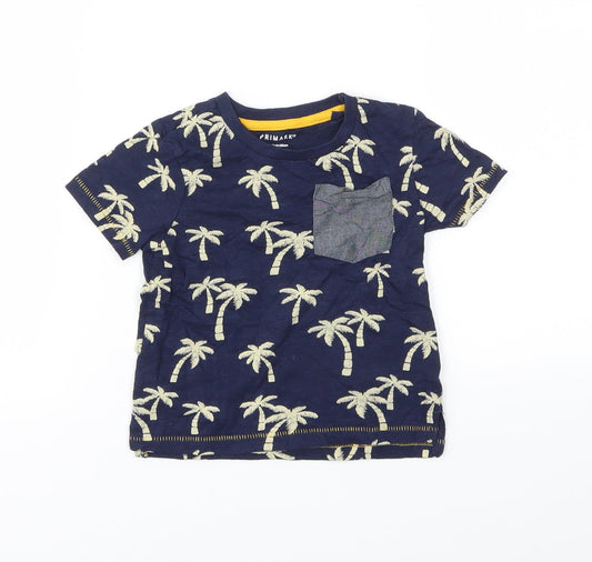 Primark Boys Blue Floral  Basic T-Shirt Size 9-12 Months