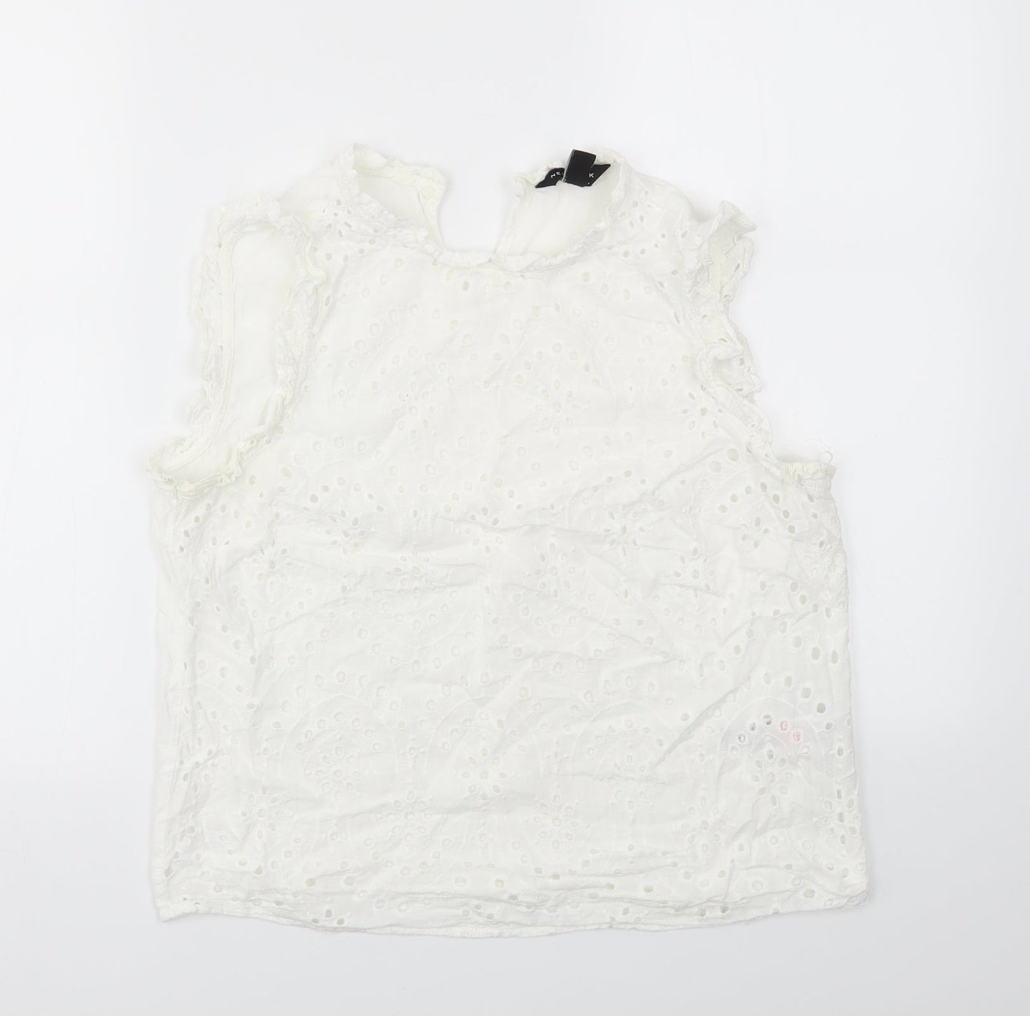 New Look Womens White Floral  Basic T-Shirt Size 12