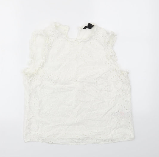 New Look Womens White Floral  Basic T-Shirt Size 12