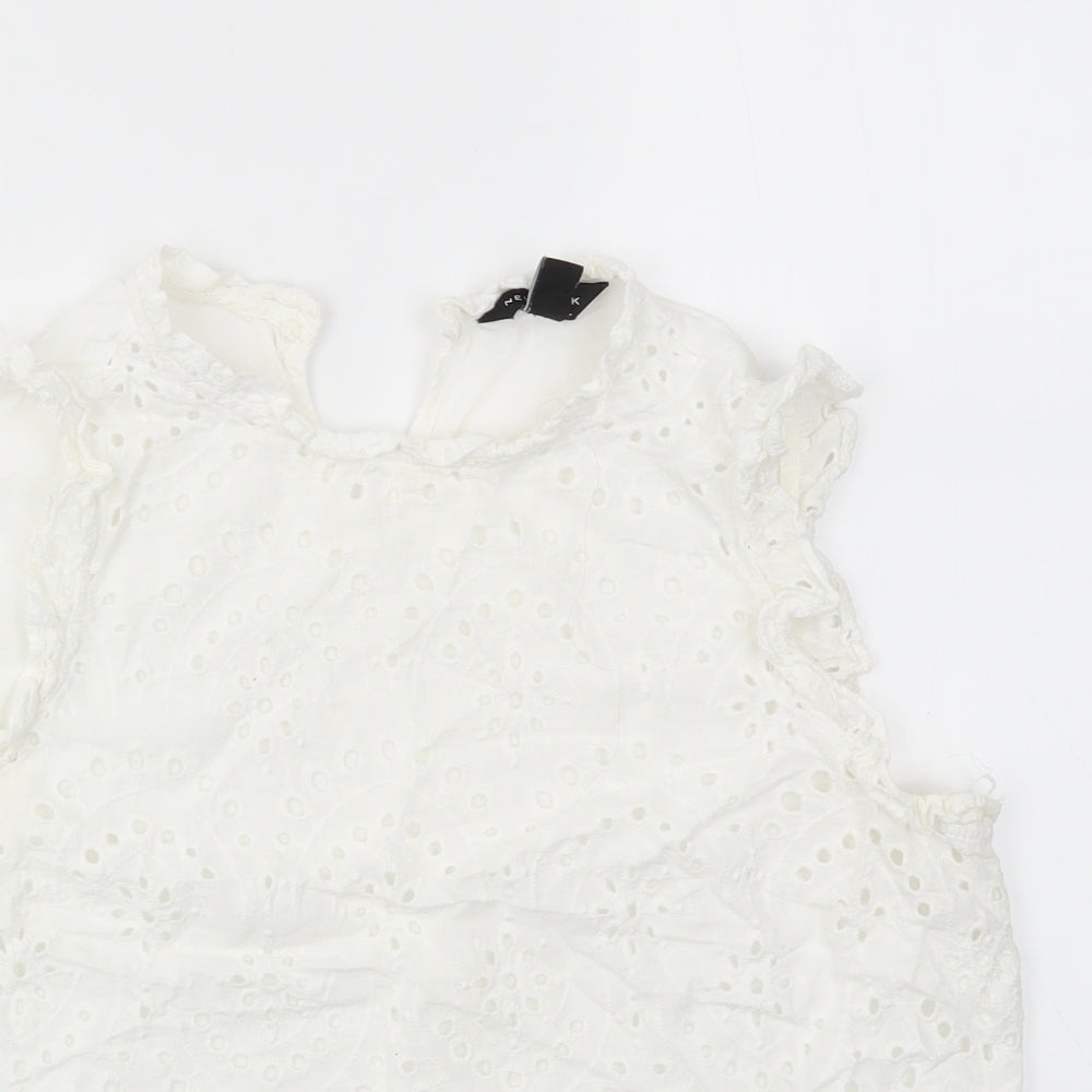 New Look Womens White Floral  Basic T-Shirt Size 12