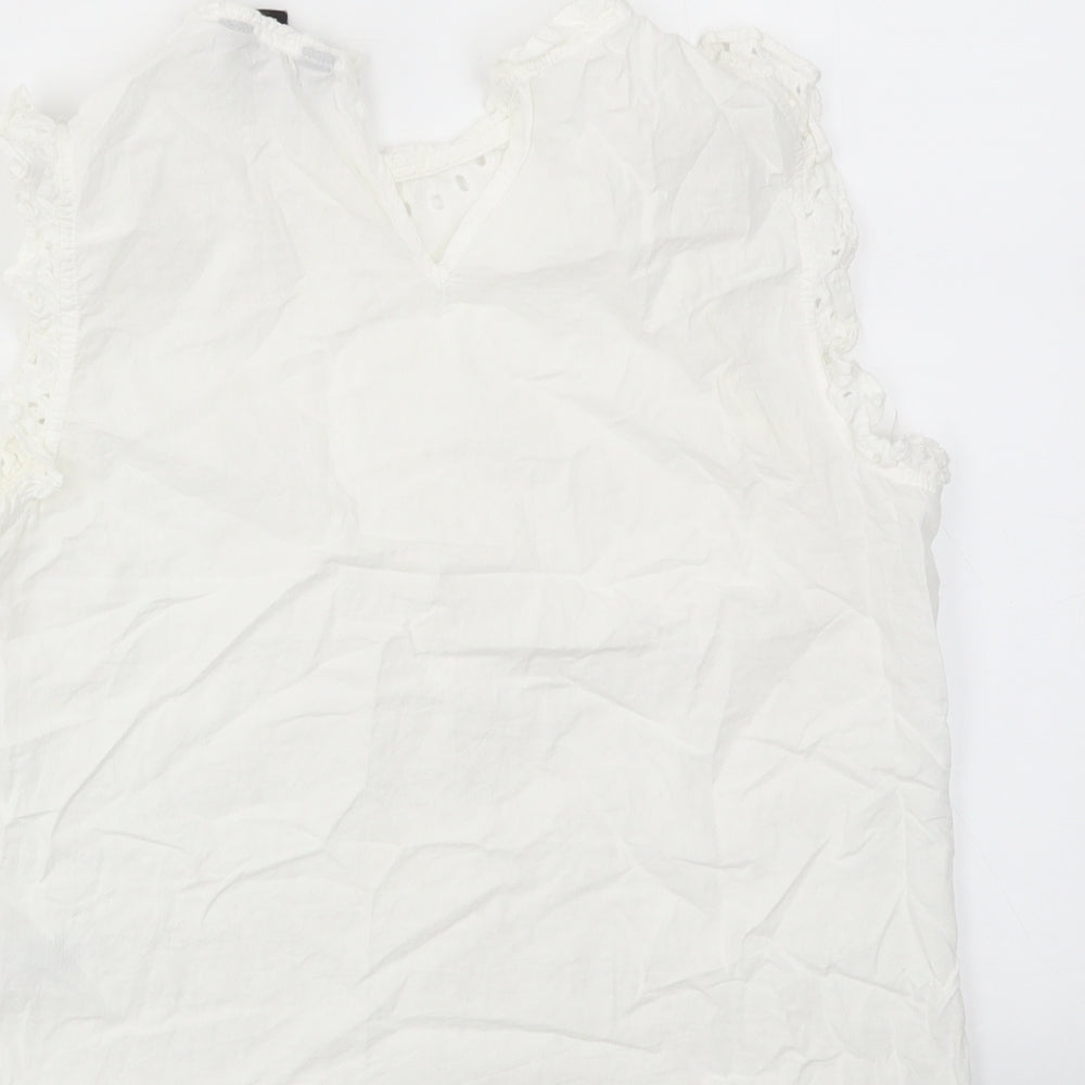 New Look Womens White Floral  Basic T-Shirt Size 12
