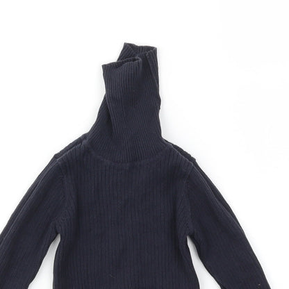 Close-up detail of Next girls’ blue basic t-shirt, size 2-3, years