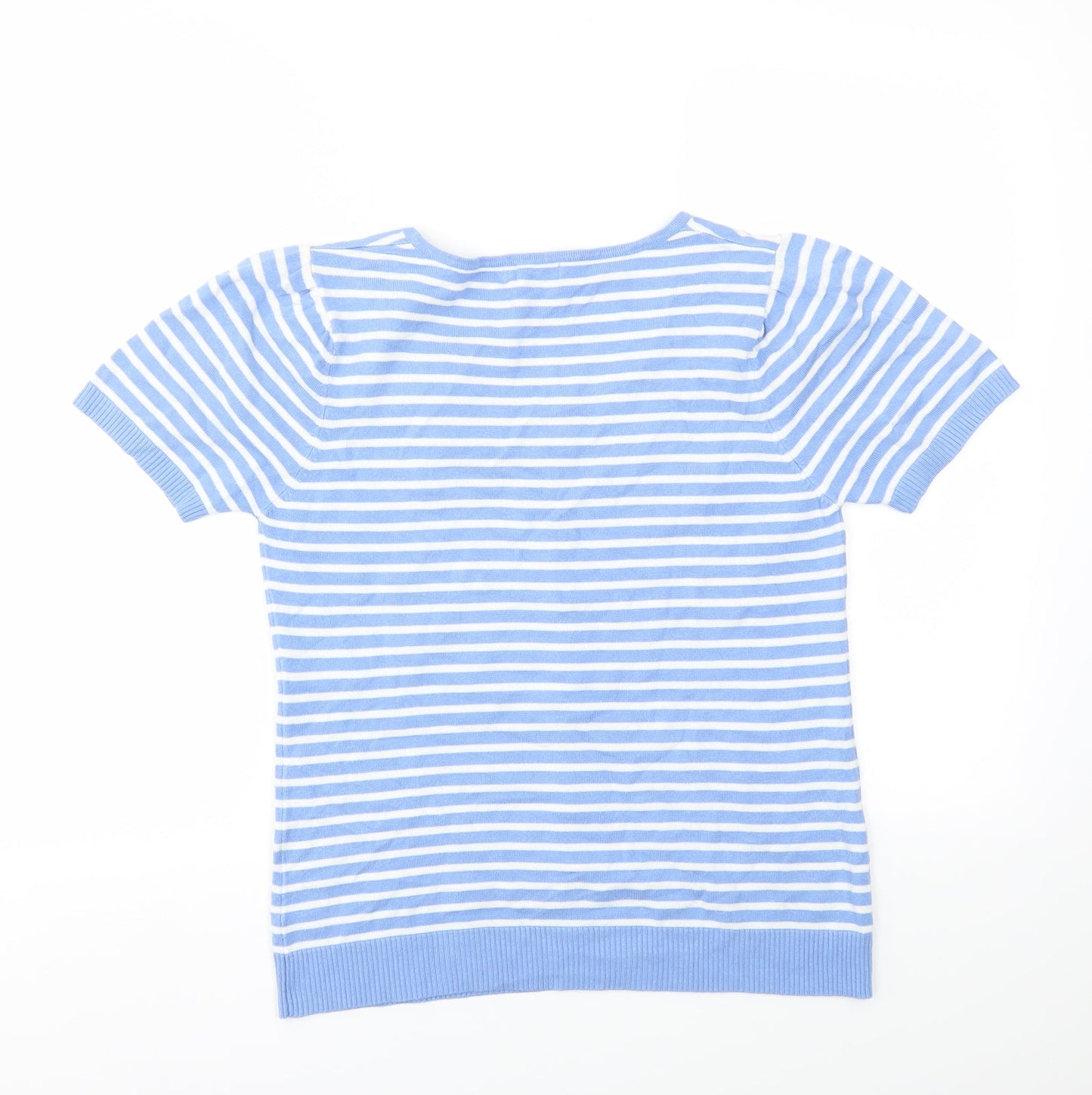 Sky Womens Blue Striped  Cardigan Jumper Size L