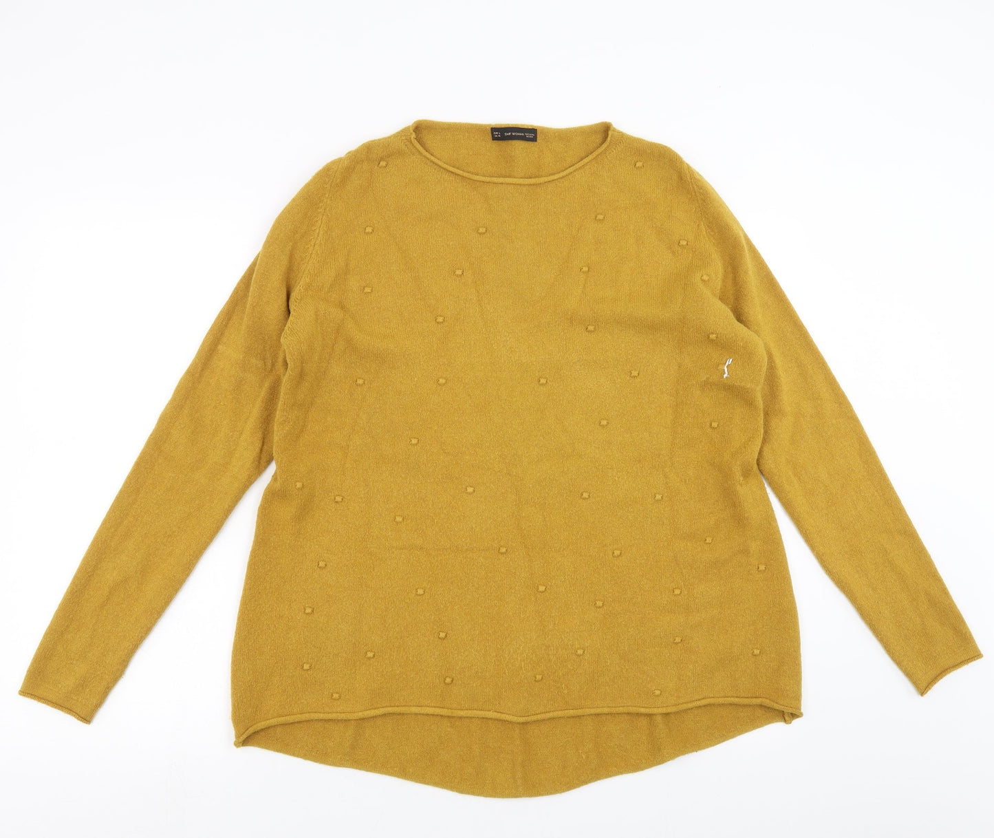 SMF Womens Yellow  Knit Pullover Jumper Size 14  - dotted pattern