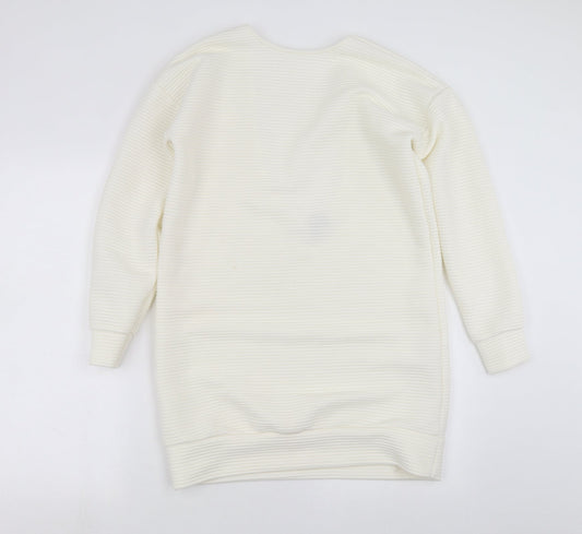 ASOS Womens White Striped  Pullover Sweatshirt Size 8  - Scoop Back