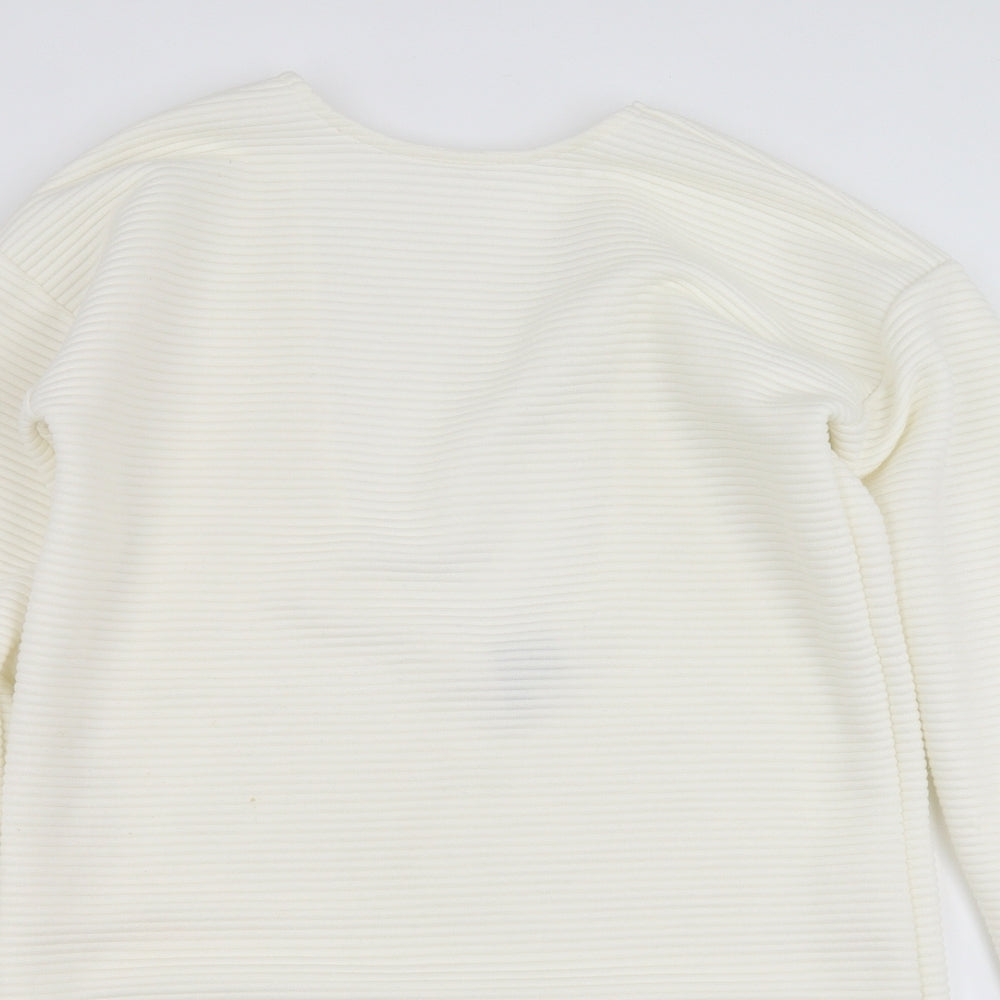 ASOS Womens White Striped  Pullover Sweatshirt Size 8  - Scoop Back