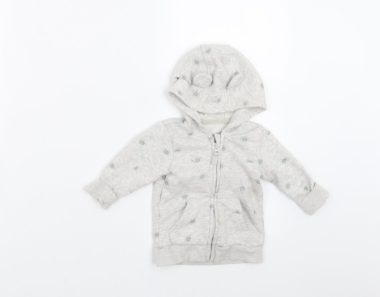George Baby Grey   Full Zip Jumper Size 3-6 Months  - sun print