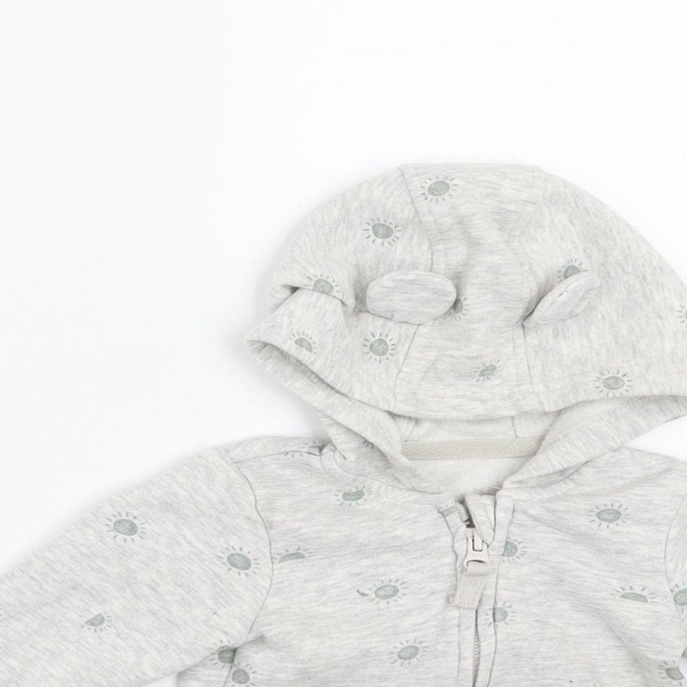 George Baby Grey   Full Zip Jumper Size 3-6 Months  - sun print
