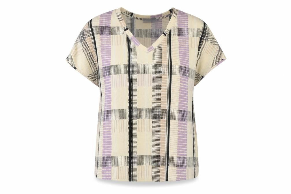 Marks & Spencer Womens Beige Geometric  Basic T-Shirt Size 12