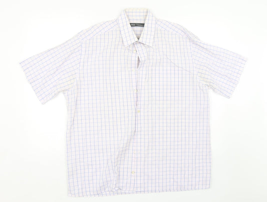 M&S Mens Pink Check   Button-Up Size 16.5