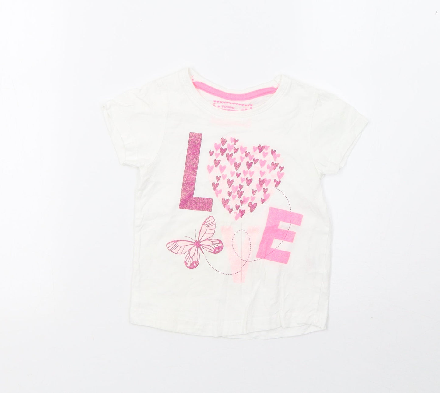 Young Dimension Girls White   Basic T-Shirt Size 2 Years