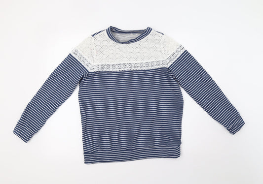Matalan Womens White Striped  Pullover Sweatshirt Size 10