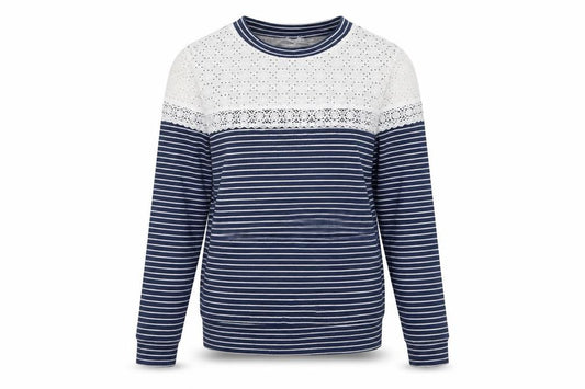 Matalan Womens White Striped  Pullover Sweatshirt Size 10