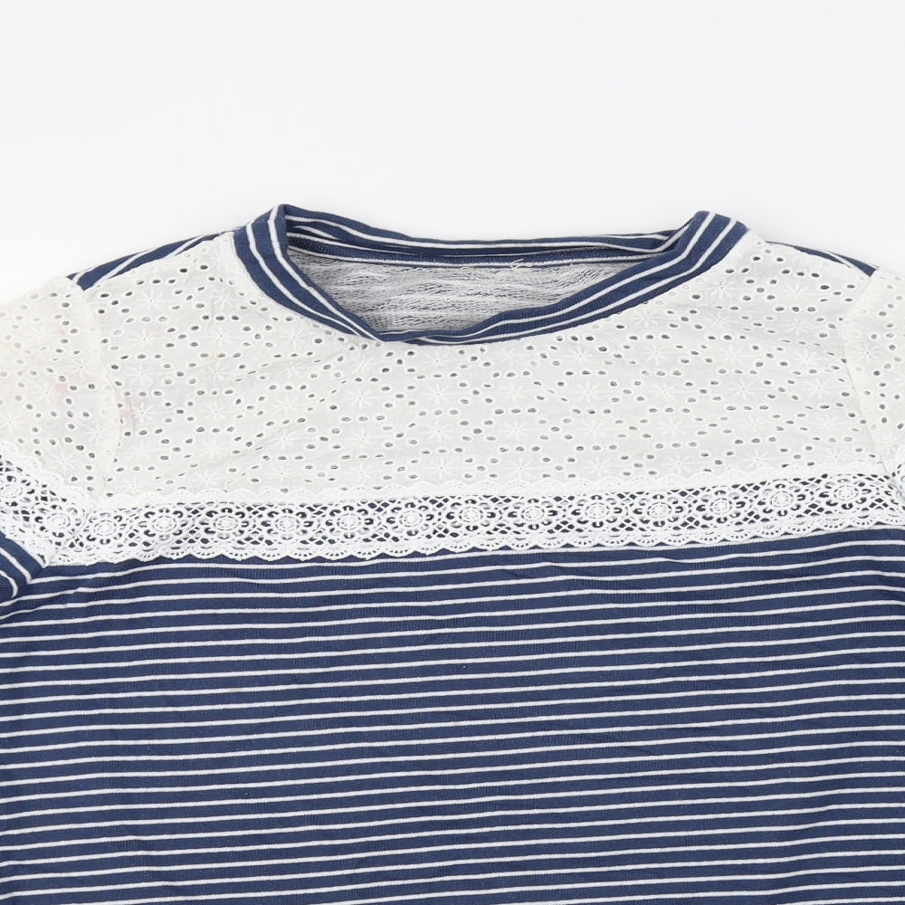 Matalan Womens White Striped  Pullover Sweatshirt Size 10