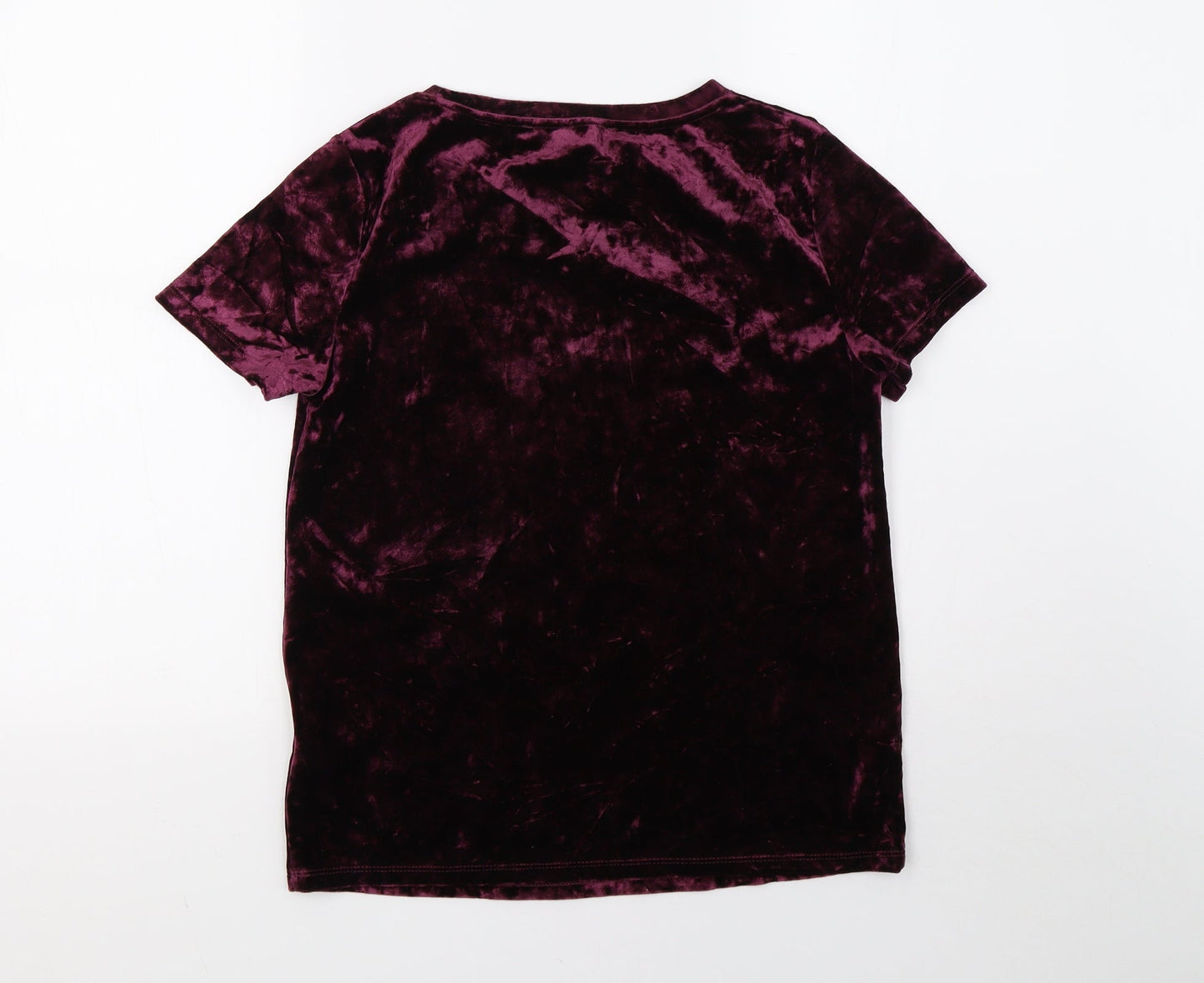Marks and Spencer Womens Purple  Velvet Basic T-Shirt Size 6