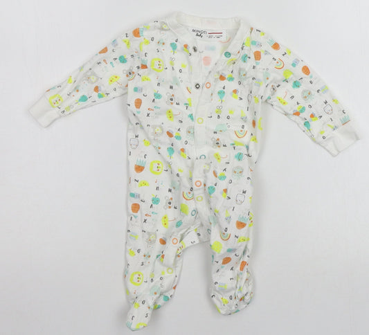 Minoti Baby White Geometric  Babygrow One-Piece Size 0-3 Months