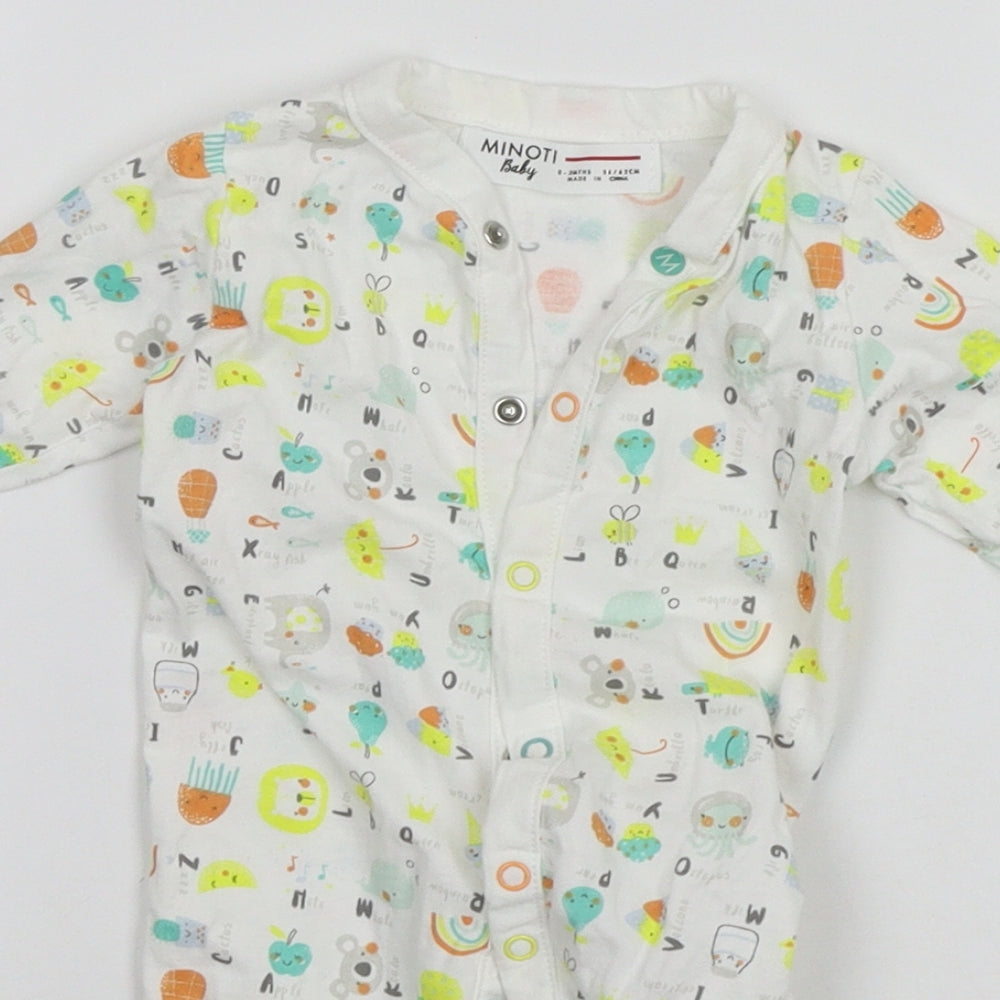 Minoti Baby White Geometric  Babygrow One-Piece Size 0-3 Months