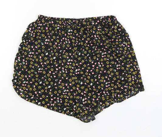 Primark Girls Black Floral  Hot Pants Shorts Size 10-11 Years