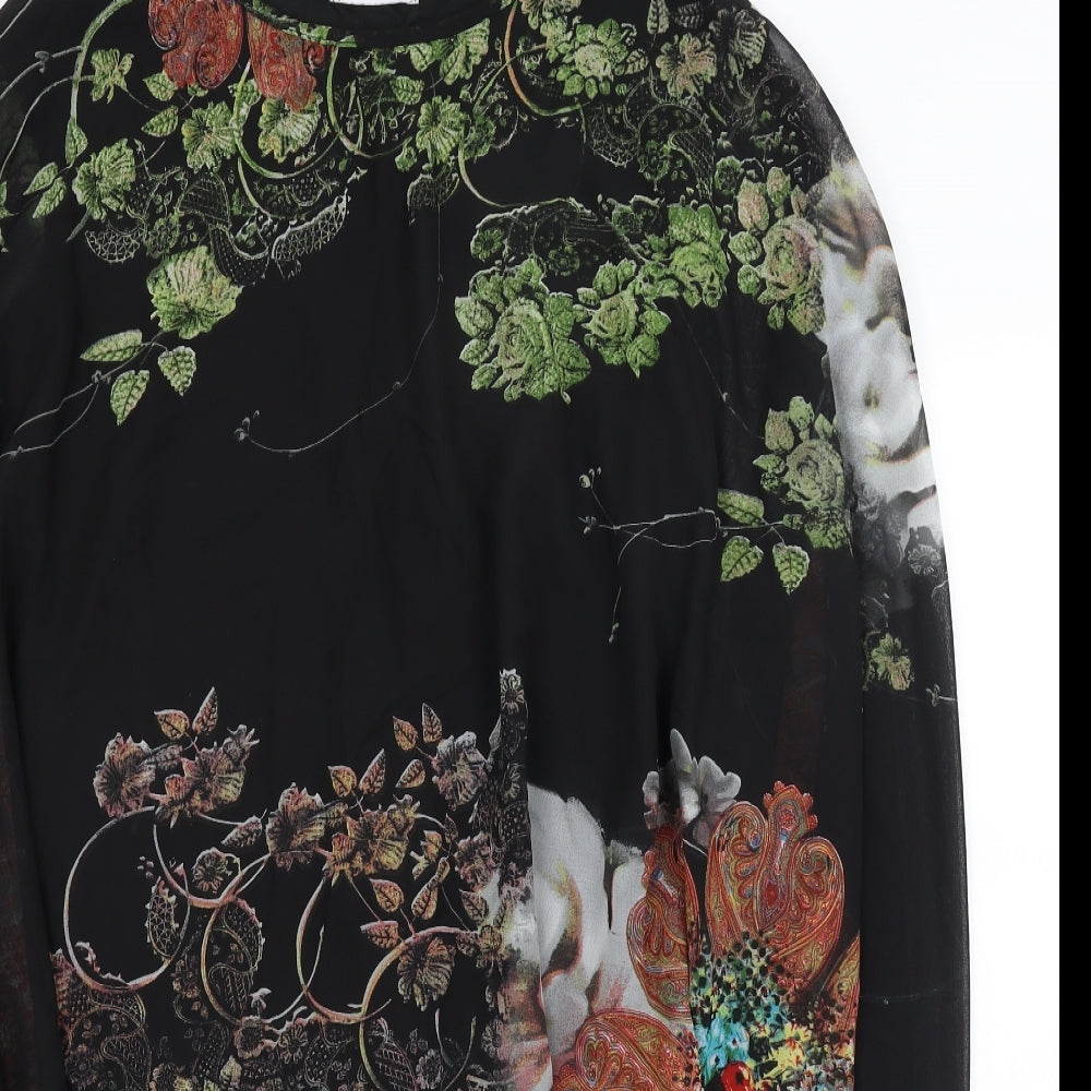 Letlylet Womens Black Paisley  Basic Blouse Size S