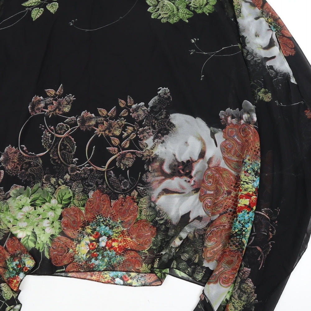 Letlylet Womens Black Paisley  Basic Blouse Size S