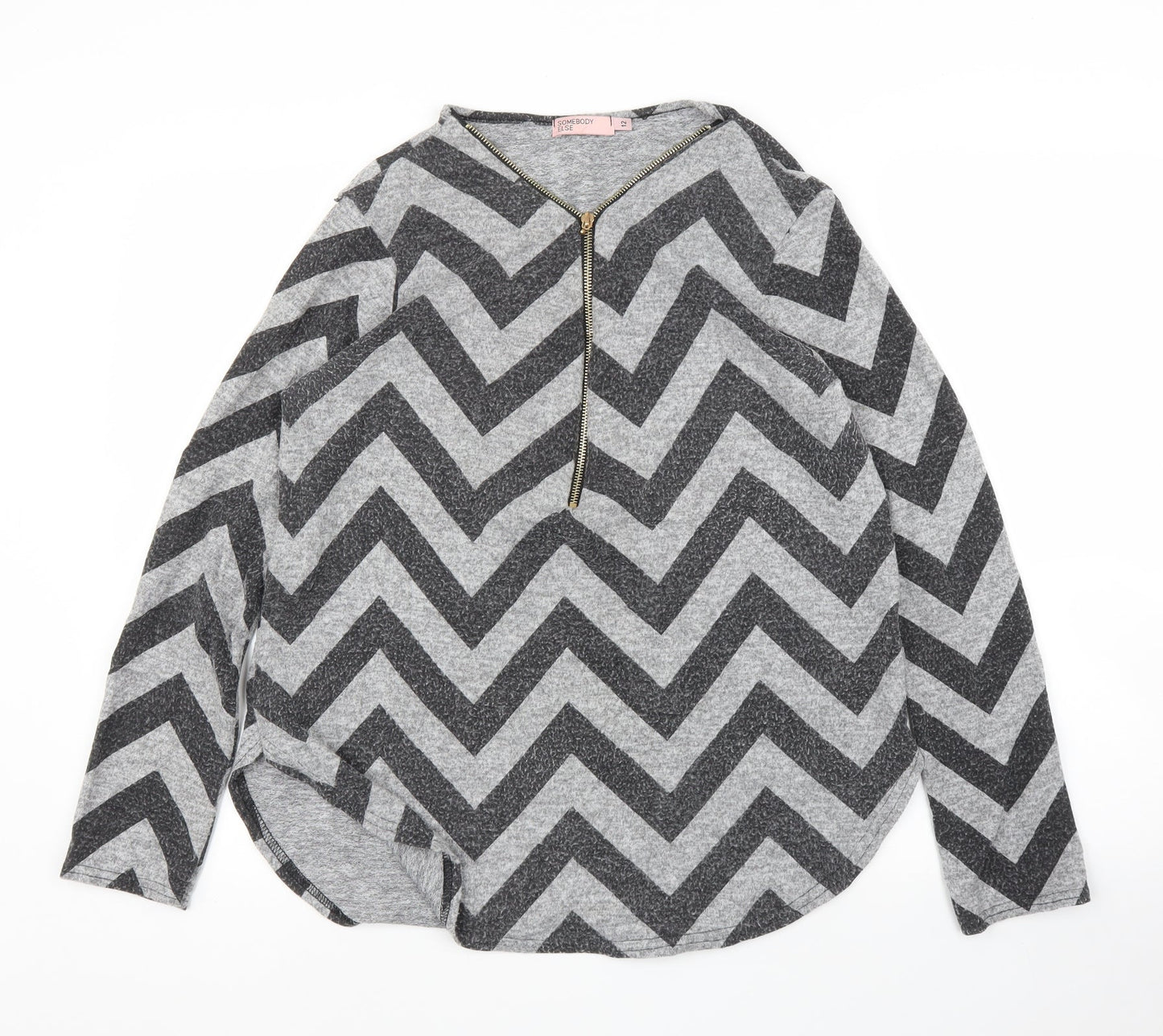 Somebody Else Womens Grey Striped  Basic Blouse Size 12