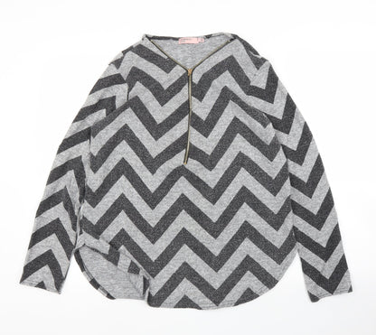 Somebody Else Womens Grey Striped  Basic Blouse Size 12