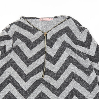 Somebody Else Womens Grey Striped  Basic Blouse Size 12