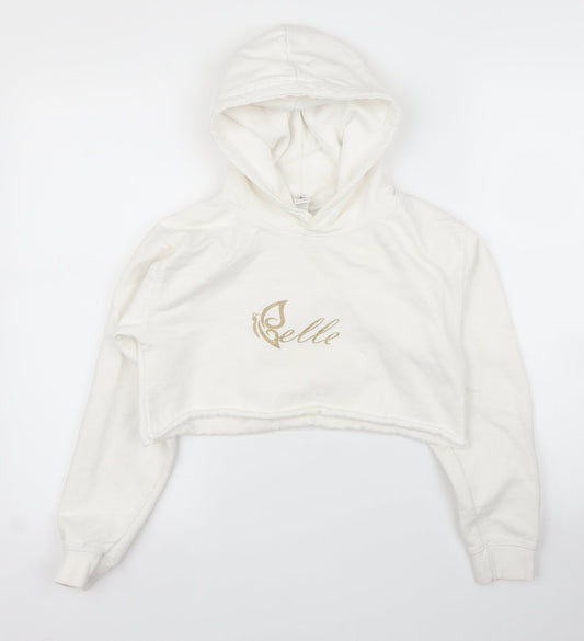 Just Hoods Girls White   Pullover Hoodie Size M