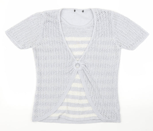 BM Womens Blue Striped  Pullover Jumper Size S