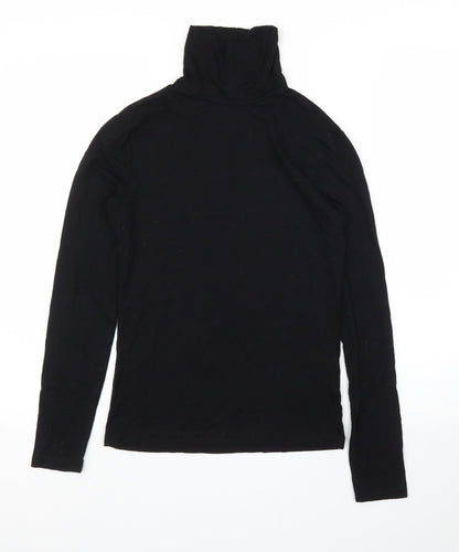 Additional front view of ASOS women’s black basic t-shirt, size UK 10