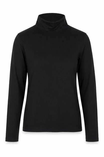 Front view of ASOS women’s black basic t-shirt, size UK 10