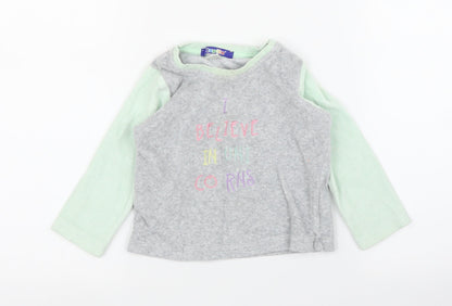 Additional front view of Lupilu girls’ grey jumper, size 12-18, months