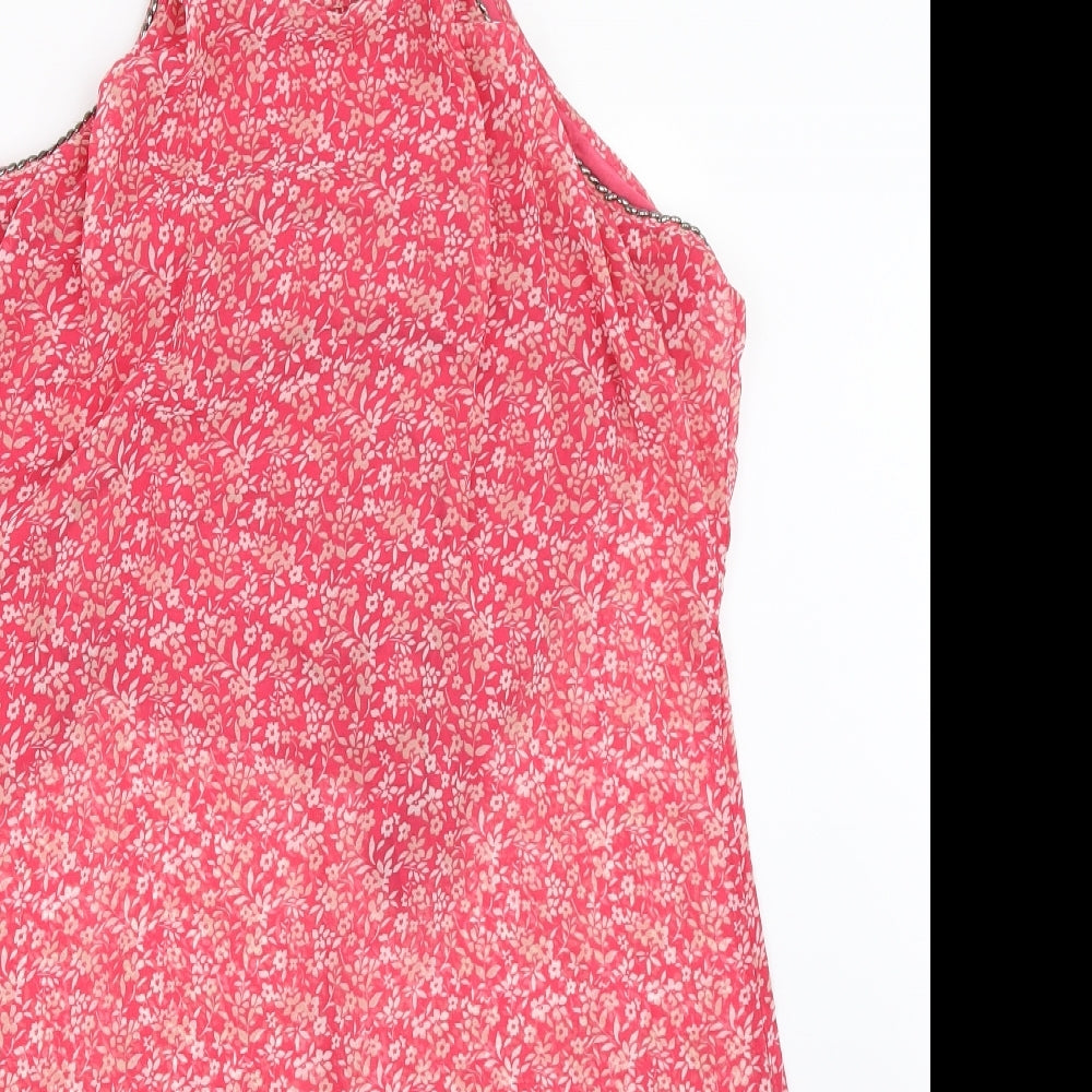 NEXT Womens Pink Floral  Basic Blouse Size 12  - Asymmetric Hem