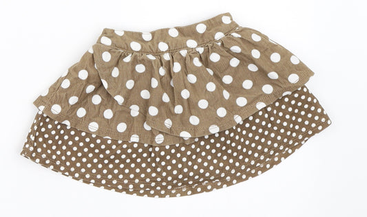 TU Girls Brown Polka Dot Corduroy Skater Skirt Size 3-6 Months