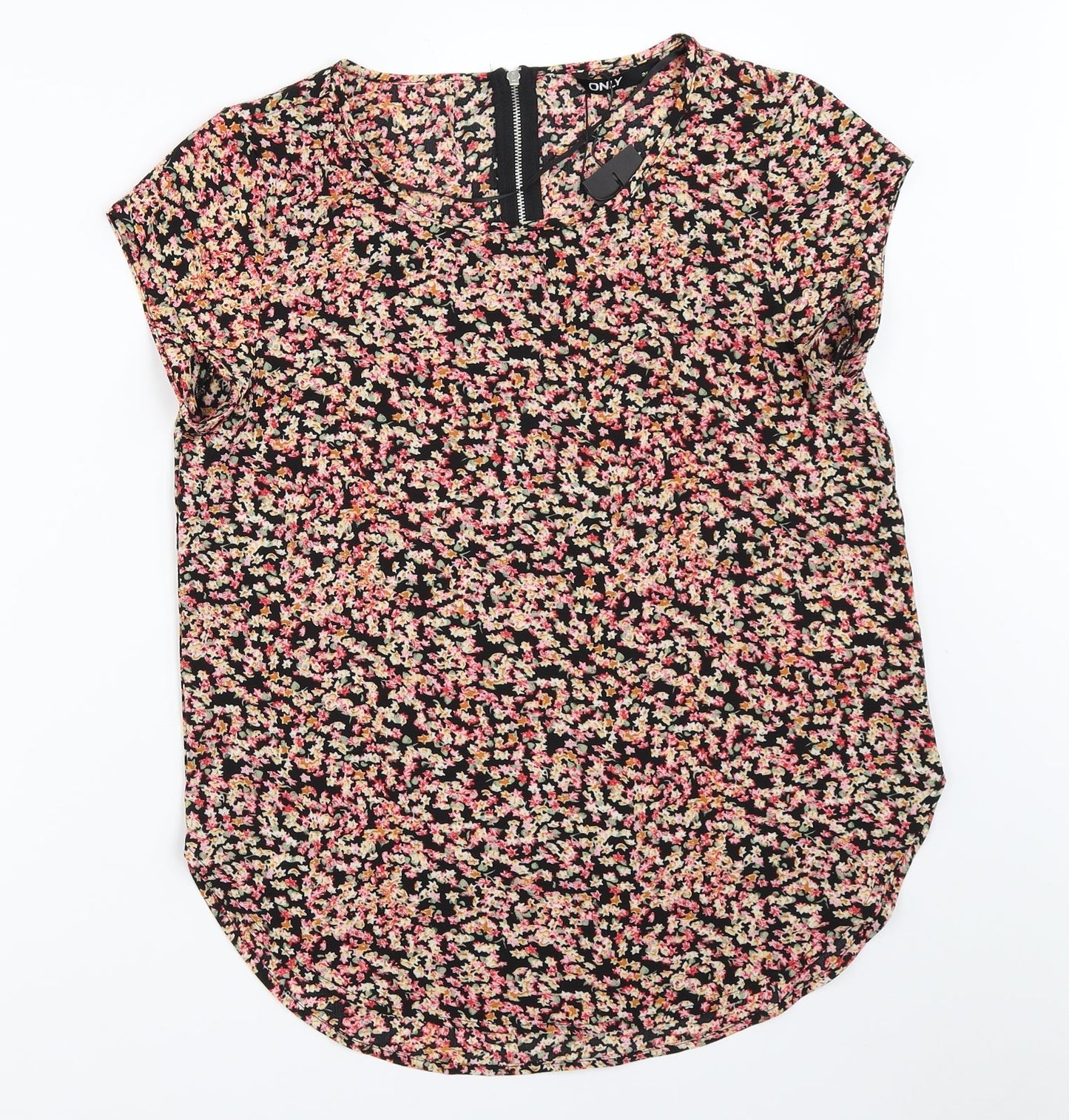 Only Womens Black Floral  Basic Blouse Size 34