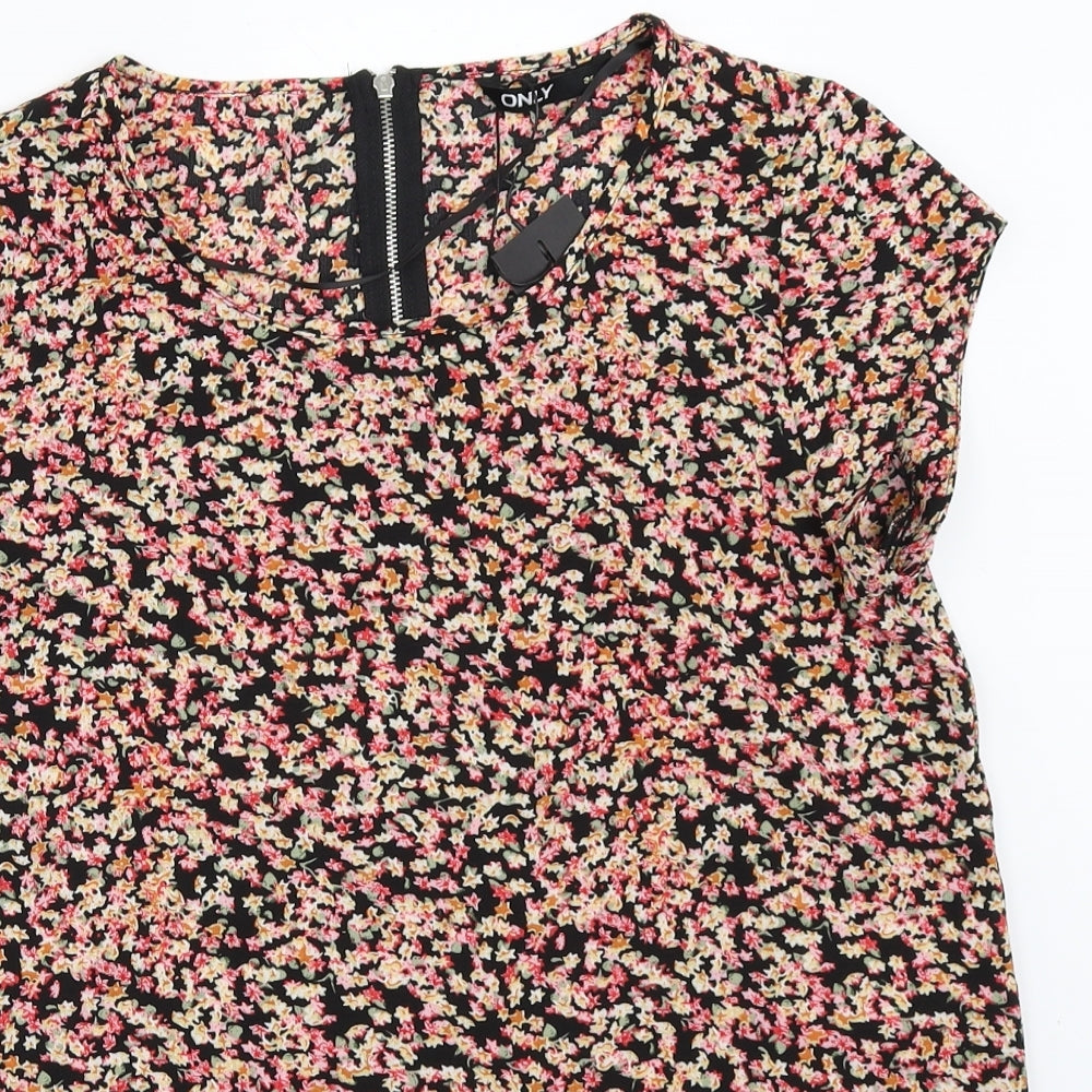 Only Womens Black Floral  Basic Blouse Size 34